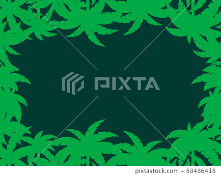 Palm leaves frame with place for text. Green... - Stock Illustration ...