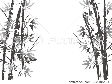 Sumi-e bamboo background illustration 88486491