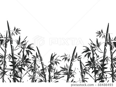 Sumi-e 竹背景圖 88486493