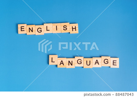 English langwich lined with letters on blue background English langwich lined with letters on blue background 88487043