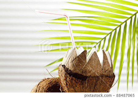 pinacolada coconut cocktail with ice, close up 88487065