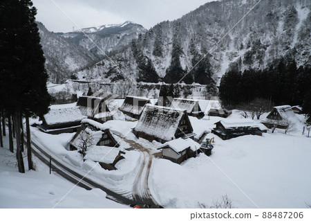 Suganuma Gassho-zukuri village with snow makeup 88487206
