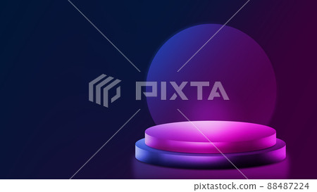 3D rendering neon still life display stand 88487224