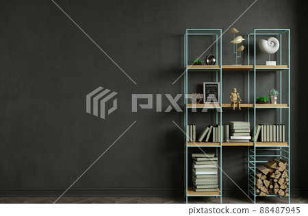 Loft interior background old grey brick wall Loft interior background old grey brick wall 88487945
