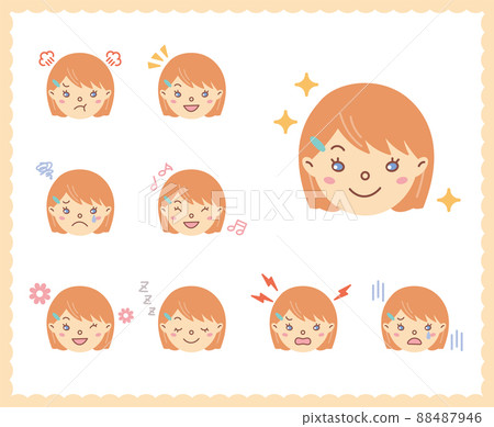 Emotions of women's emotions Face icon set 23 88487946