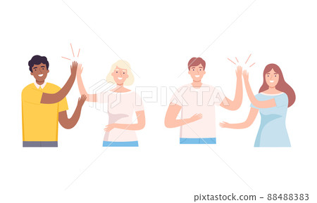 High Five Cooperative Men And Women Illustration Clapping PNG