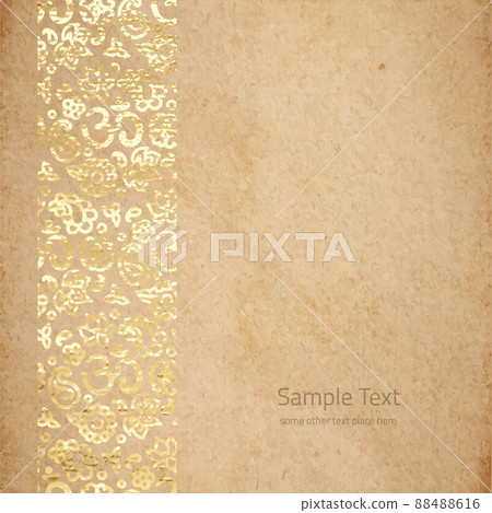 Vintage old paper texture with golden ink OM meditation border 88488616