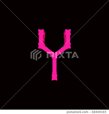 3D rendering decorative magenta letter on black background. 88489165