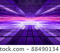 Tech background with blur, neon light and perspective effect - 3d illustration 88490134