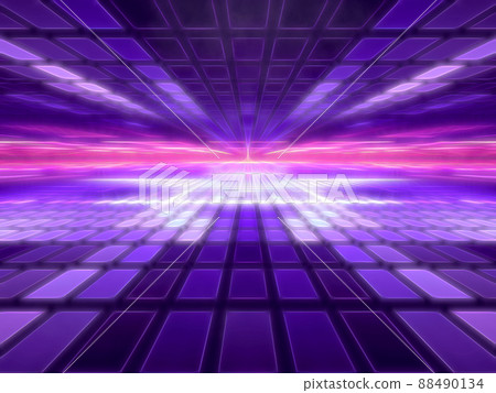 Tech background with blur, neon light and perspective effect - 3d illustration Tech background with blur, neon light and perspective effect - 3d illustration 88490134