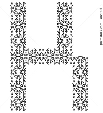 Patterned decorative letter isolated on white background.Inwrought font. 88490190