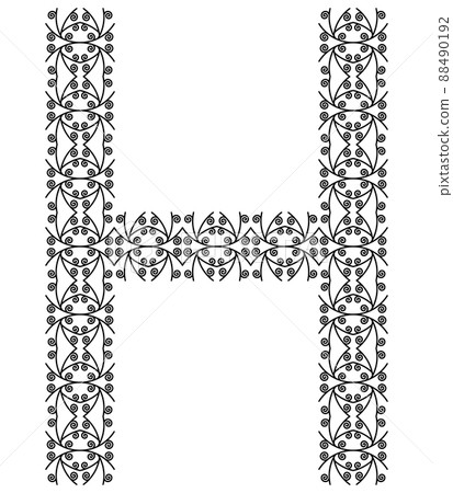 Patterned decorative letter isolated on white background.Inwrought font. 88490192