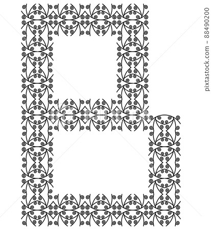 Patterned decorative letter isolated on white background.Inwrought font. Patterned decorative letter isolated on white background.Inwrought font. 88490200