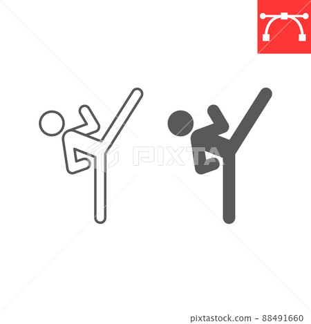 Taekwondo sport line and glyph icon 88491660