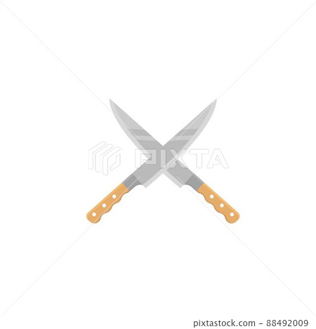 crossed kitchen knife or blade vector icon illustration design template 88492009