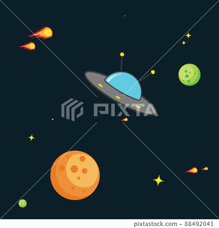 space with ufo vector illustration  background 88492041
