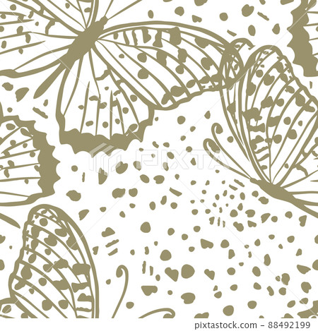 Seamless background of brown butterflies. Vector illustration 88492199