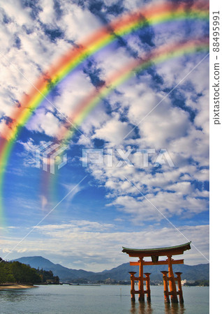 Rainbow over the red torii 88495991