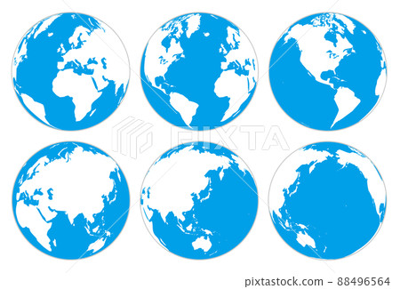簡單的一組地球，藍色和白色 88496564