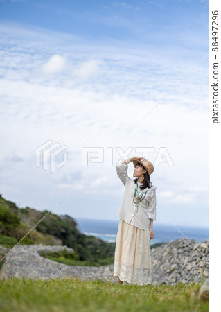 Okinawa Nakijin Castle Ruins Portrait Okinawa Nakijin Castle Ruins Portrait 88497296