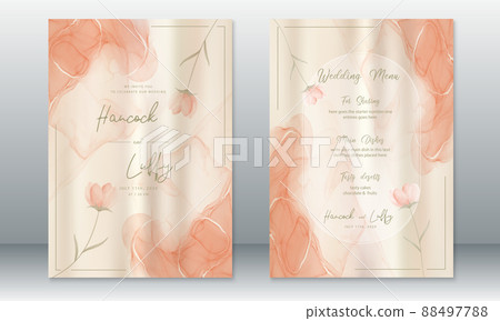 Wedding invitation card template watercolor background Wedding invitation card template watercolor background 88497788
