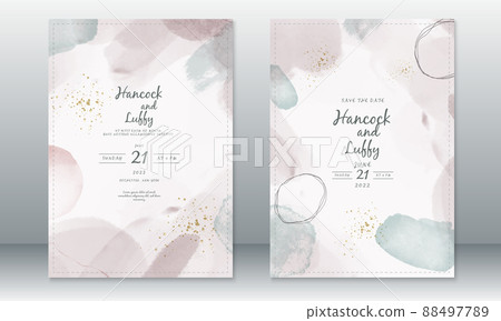 Wedding invitation template with watercolor painting Wedding invitation template with watercolor painting 88497789