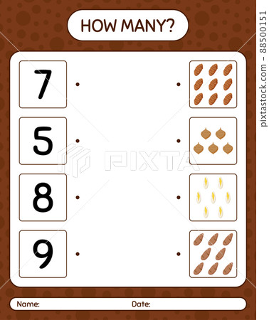 How many counting game with vegetables. worksheet for preschool kids, kids activity sheet, printable worksheet 88500151