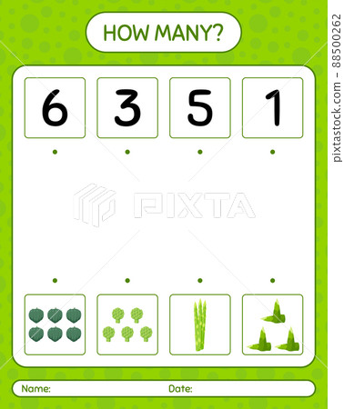 How many counting game with vegetables. worksheet for preschool kids, kids activity sheet, printable worksheet How many counting game with vegetables. worksheet for preschool kids, kids activity sheet, printable worksheet 88500262