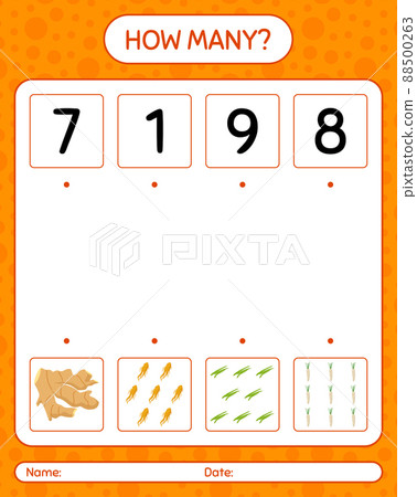 How many counting game with vegetables. worksheet for preschool kids, kids activity sheet, printable worksheet 88500263