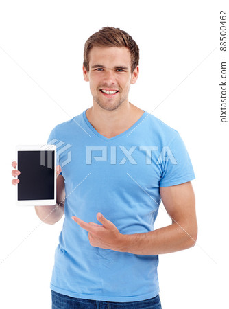 Convenience through technology. Studio shot of a young man holding a digital tablet. 88500462