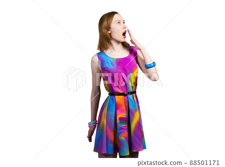 Surprised young female model with red hair Surprised young female model with red hair 88501171