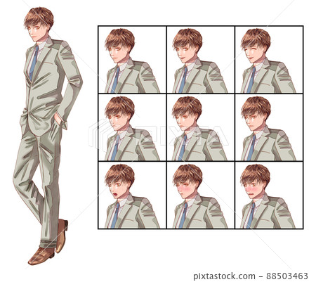 Game-style male character Game-style facial expression difference 88503463