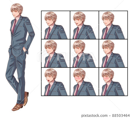 Game-style male character Game-style facial expression difference 88503464