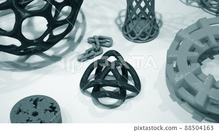 Abstract models printed by 3d printer close-up. Abstract models printed by 3d printer close-up. 88504163