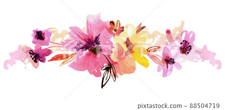 Watercolor hand painted pink floral design.... - Stock Illustration ...