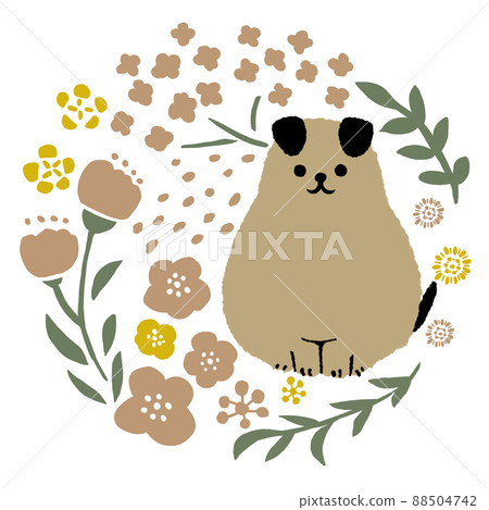 Puppies and flowers 88504742