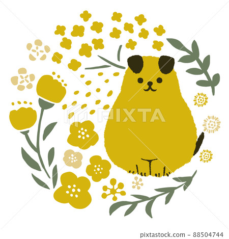 Puppies and flowers 88504744