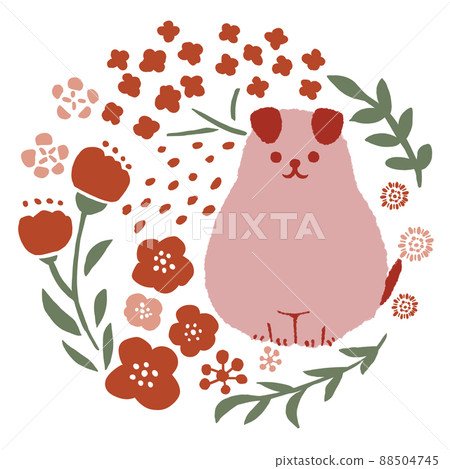 Puppies and flowers 88504745