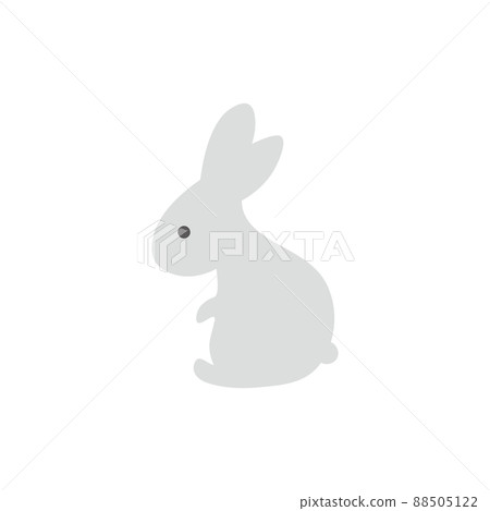 Illustration of a simple gray rabbit sitting sideways 88505122
