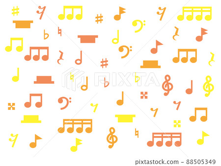 Background of colorful orange notes and symbols 88505349