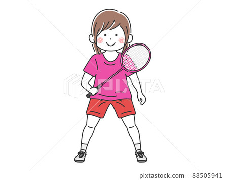 打羽毛球的女人的插圖 88505941