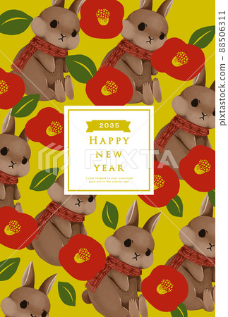 2035 Rabbit New Year's card template 88506311