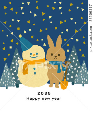 2035 Rabbit New Year's card template 2035 Rabbit New Year's card template 88506317