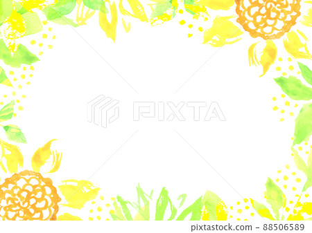 在水彩畫的斯堪的納維亞向日葵框架 88506589