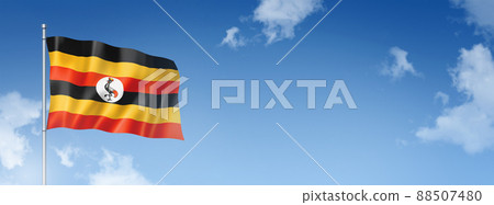 Uganda flag isolated on a blue sky. Horizontal banner Uganda flag isolated on a blue sky. Horizontal banner 88507480