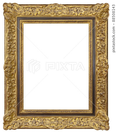 Old rectangular vintage wooden golden frame, isolated on white background Old rectangular vintage wooden golden frame, isolated on white background 88508143