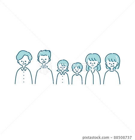 Illustration of the upper body of a three-generation family Illustration of the upper body of a three-generation family 88508737