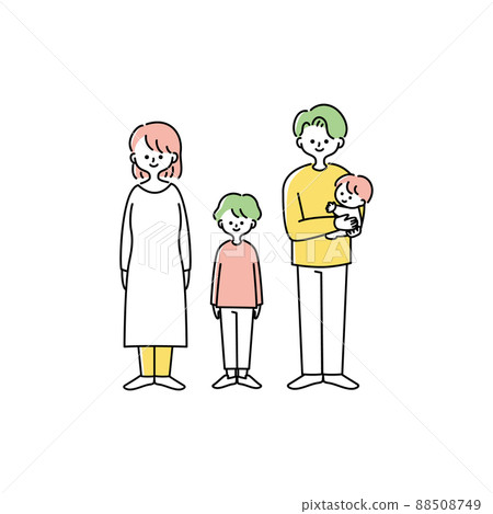 Illustration of a family standing facing the front Illustration of a family standing facing the front 88508749