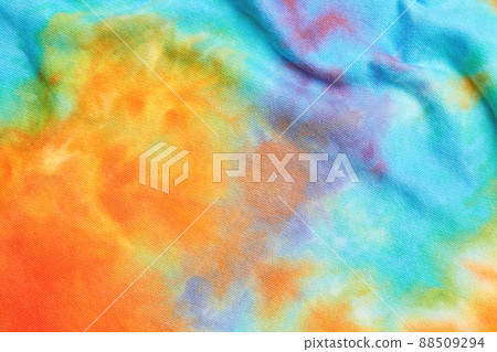 Abstract tie dye multicolor fabric cloth Boho pattern texture 88509294