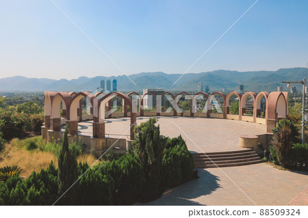 Outer Marble Arches of the Pakistan National Monument with the Lotus Leaves in Islamabad, Pakistan Outer Marble Arches of the Pakistan National Monument with the Lotus Leaves in Islamabad, Pakistan 88509324